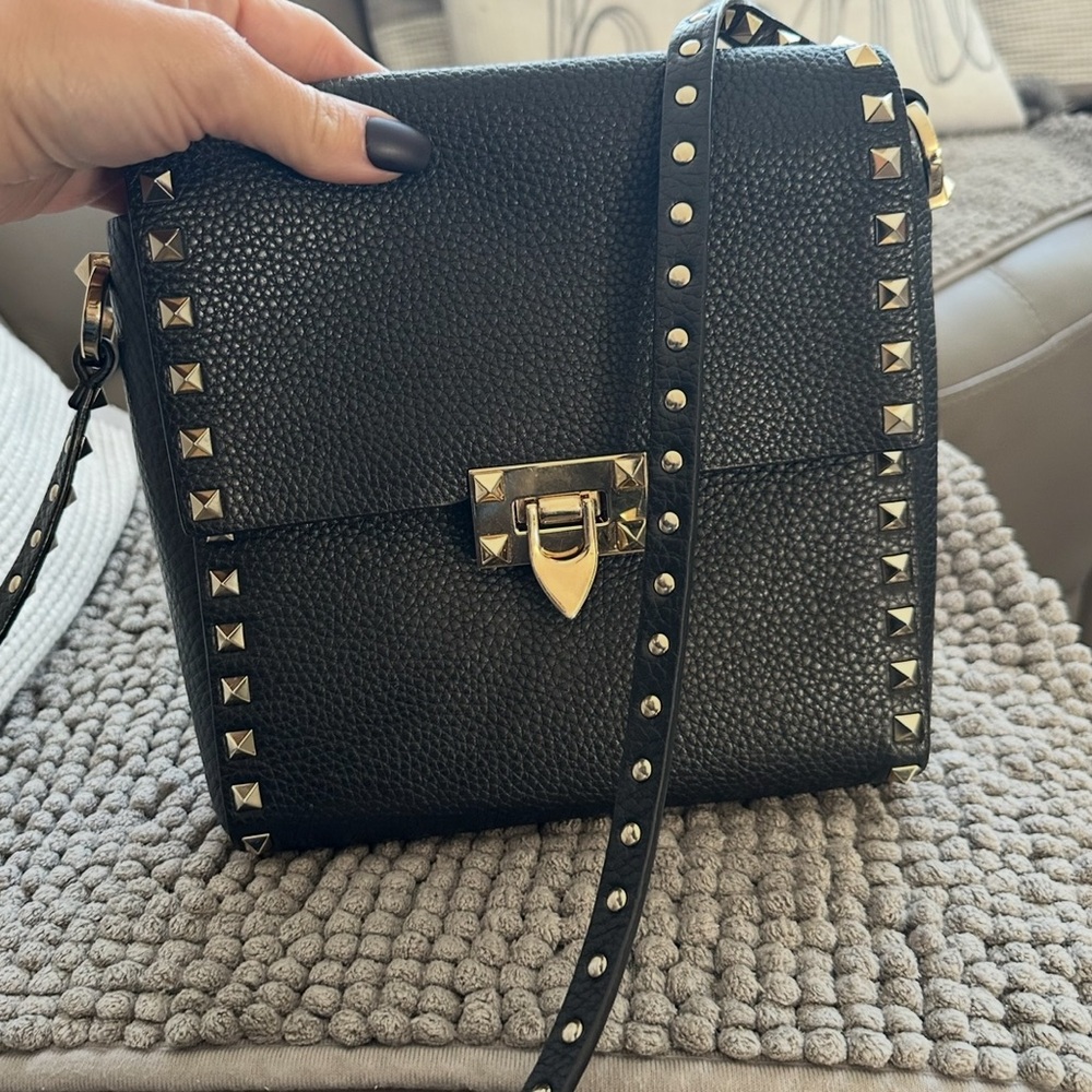 Valentino Garavani Studded Black Leather Crossbody Bag